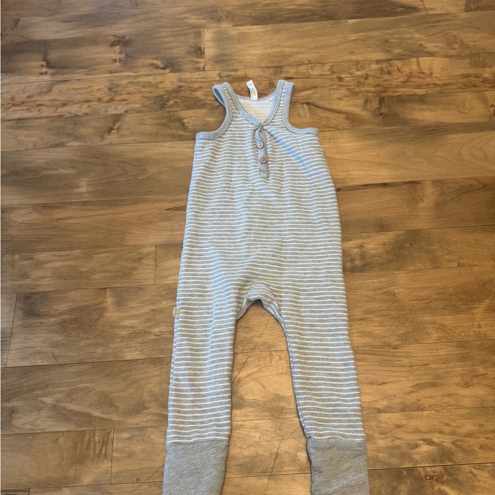 Striped Gray Sleeveless Baby Romper